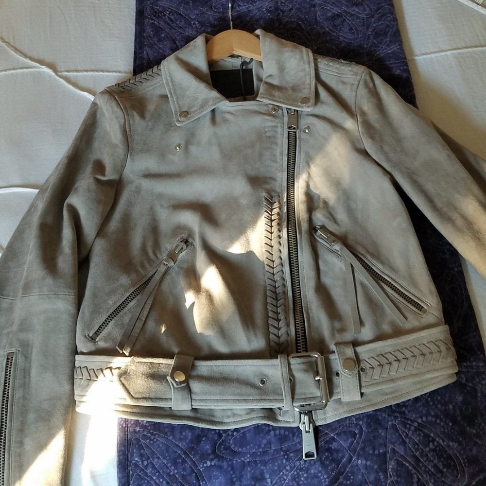 NWT All Saints Rosen suede biker jacket, US sz 2 - Picture 9 of 15